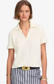 Madewell Crochet-Knit V-Neck Sweater Tee Vintage Ivory Size Small