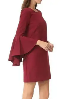 MILLY Dress Red Maroon Red Bell Sleeve Sheath Holiday Size 6