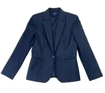 Ralph Lauren Chaps Wool Blazer Women’s 8 Black One Button Career Business Preppy