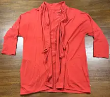 Toad & Co Size S Open Front Orange Lightweight Tencel Pockets Waterfall Cardigan