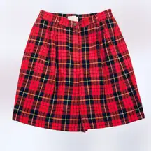 Sag Harbor  Vintage Wool Plaid Shorts High Rise Red Black Christmas Holiday 12