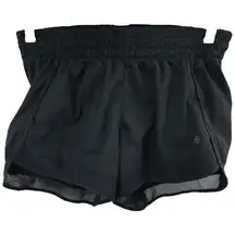 Athleta Mesh Racer Run Shorts 4" Zip Pocket Silky Adjustable Drawstring Black XS
