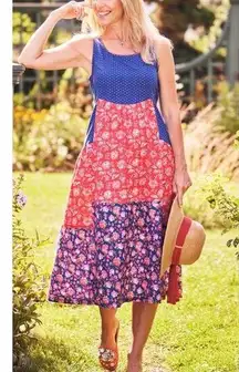 APRIL CORNELL dot Floral Cottage core Garden Party Casual sundress xxs