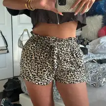 Hollister  Cheetah Print High Rise Flowy Shorts with Belt and Tie