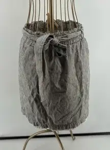 J.Crew black white stripe linen cotton blend skirt size large pockets elastic