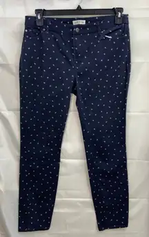 Orvis women's five pocket navy blue cotton stretch chino casual skinny pants 10