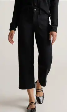 Quince Bella Stretch Patch pocket wide leg Black Cropped Jeans High Rise Utility