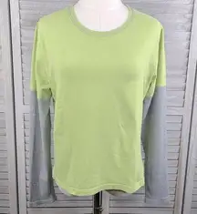 STYLE & CO (Sport) Vintage Layered Look Long Sleeve Tee Green & Gray-Large