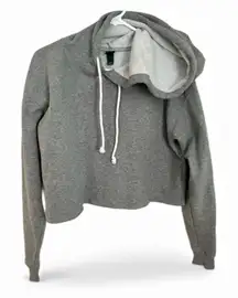 Wild Fable Women's Gray Cropped Hoodie Sweatshirt Raw Hem Pullover Like New