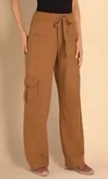 Soft Surroundings Brown Linen Blend Cargo Pants