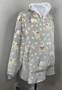 The Oodie Hooded Wearable Blanket Lounging Gray Sloth Pattern Sz OS 4-13 Pocket