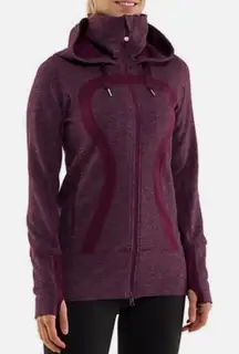 Lululemon Stride Hoodie Jacket Mini Check Pique Heathered Plum Purple