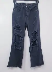 BDG Kick Flare High Rise Cropped Destroyed Ripped Jeans