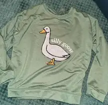 Silly goose university sweatshirt crew large green