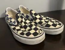 Blue, Black, and White Checkered Vans Women’s