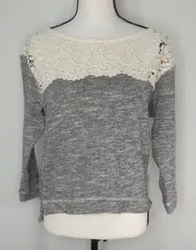 Abercrombie &‎ Fitch Lace Crochet Gray Knit Metallic Sweater | XS