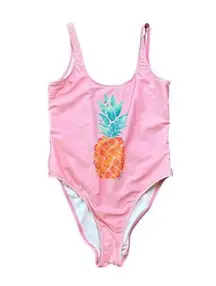 Chubbies One Piece Swimsuit Bathing Suit High Cut Pineapple Size Small Women's