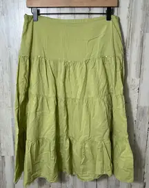 Vintage Y2K Olive Green Tiered Sequin Midi Skirt Cotton Womens Size 7/Medium‎