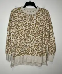 Aerie leopard print sweatshirt side slits‎ women’s size small casual athleisure
