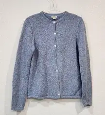 L.L.Bean  | Blue Marled Flecked Cotton Knitted Button Up Cardigan Sweater Sz MP