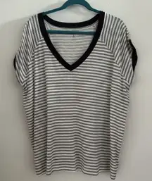 Ringer V-Neck Tee in Rocker Stripe Heather Gray Size 3X