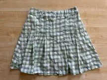 Princess Polly Gingham Pleated Checkered Mini Skirt in Sage Green/White - Size 2