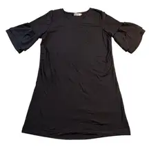 Leo Rosi Womens Kelsey Shirt Dress Bell Sleeve Pullover Black Medium