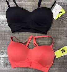 All in Motion Black and Coral sports bras- size XS
