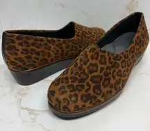 SAS Bliss Tan Leopard Slip On Comfort Wedge‎ Shoes Woman's 11.5 Animal Neutral