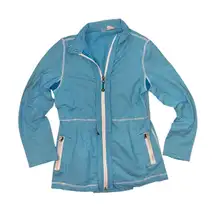 Lululemon blue gingham pleated full zip jacket women's size‎ 6