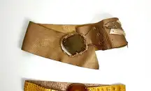 Vintage 2000s Y2K Wide Belt  Low Rise Real Stone Genuine Lether Rare Hipslung 70