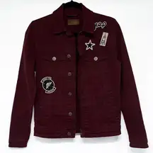 ASOS Space Patch Button Denim Jean Jacket Shacket Coat Retro Funky Pockets xs