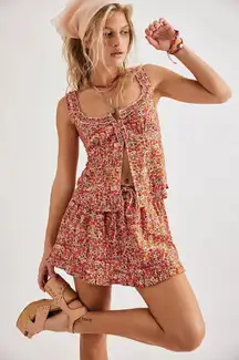 FREE PEOPLE Ellia Printed Set in Spring Blossom Combo Size Small NWT