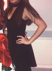 Black V Neck Choker Dress