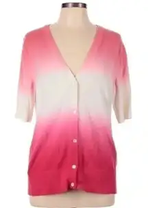 Eddie Bauer Ombre Dip Tie Dye Button Down Cardigan Sweater Size M Medium