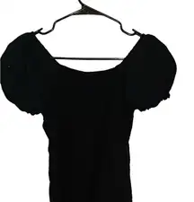 Art Class Black smocked eyelet puff sleeve milk maid Top cottagecore coquette