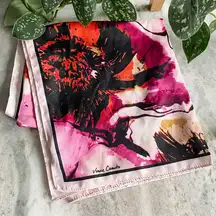 Vince Camuto watercolor floral large square scarf head wrap foulard size 36x36