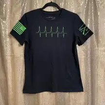 Grunt Style Black Lime Green EKG Gun T-Shirt, Women's M