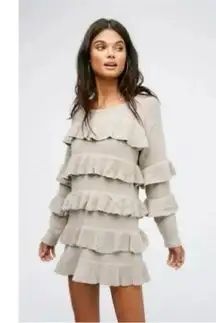 One Teaspoon Elegant Ruffle Tiered Sweater Dress - Beige