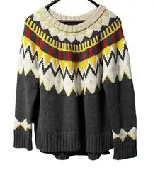 Aerie  Aztec Colorful Heavy Knit Sweater Size Large Preppy‎ Holiday Party Y2K