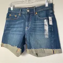 GAP Jean Shorts Women 25‎ Midrise Cut Off Raw Hem Medium Wash 5 Inch Inseam NWT