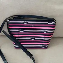 Women’s Kate Spade New York Patrice Lip Print Pink Striped Crossbody Bag Purse