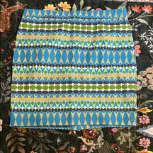 J CREW The Pencil Skirt Turquoise Blue Green Brown White Straight Cotton 12