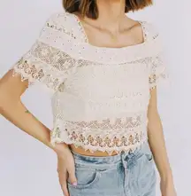 By Together Cream Lace Crop Top size L