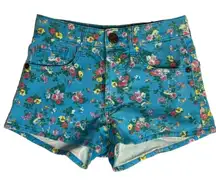 FARM RIO Early Brazil Vintage Denim Floral Button Fly Shorts EU Sz 36‎ US Size S