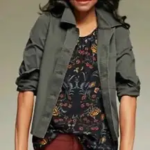 CAbi Crossroads Army Green Utility Boxy Jacket Unlined Sz M Pockets Bella Swan