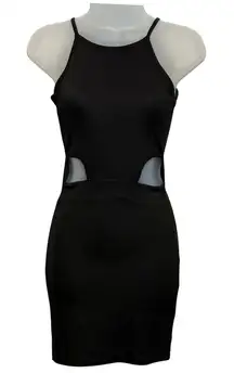 PRETTYLITTLETHING Black Cutout Halter Neck Bodycon Mini Dress 2 Goth Clubwear XS