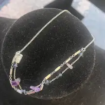 Pura Vida NWOT Silver Tone Purple Stone Bracelet Circle Slide Size Adjuster