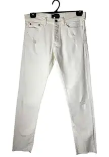 The Kooples Jeans Women 30 White Distressed Denim‎ Fitted Tapered Designer