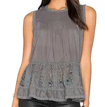 THE GREAT Gray Peplum Sleeveless Button Up Jubilee Tank Top Sz 2